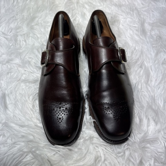 Allen Edmonds Shoes USA Holt Men\'s Mahogany Brown Leather 9.5 D Dress Monk Strap main image 3